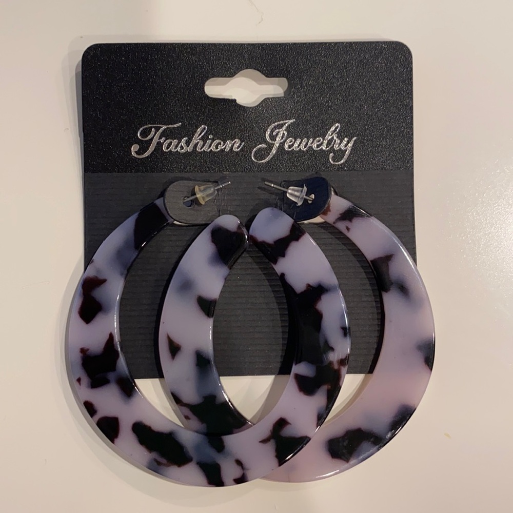 Tortoise shell print hoops